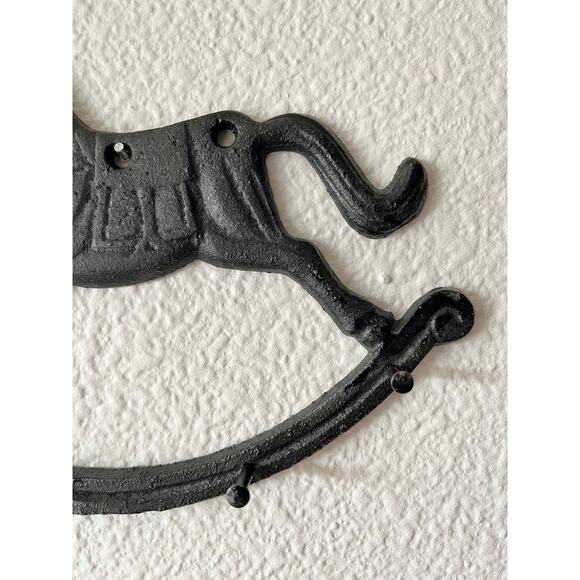 Vintage Cast Iron Rocking Horse Wall Mount Hook Key Rack - Picture 4 of 5